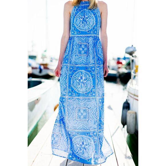 Vineyard Vines Dresses & Skirts - Vineyard Vines Blue and White Halter Maxi Dress Size 4